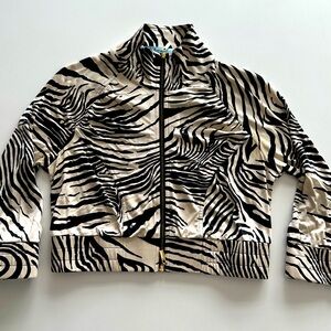 MARCIANO ZEBRA PRINT ZIP UP